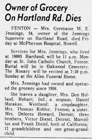 Runyan Lake Food Center (Sunoco Gas, Jennings Superette) - Aug 1971 Former Owner Passes Away (newer photo)
